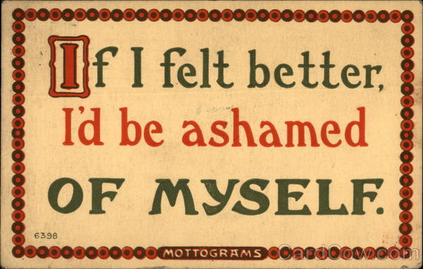 If I Felt Better, I'd Be Ashamed of Myself Phrases & Sayings