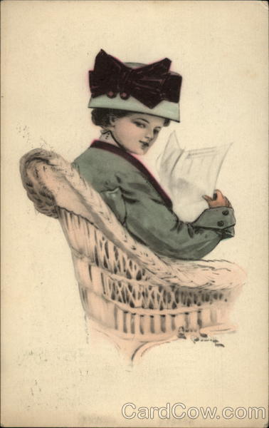 Girl Reading the Paper Women