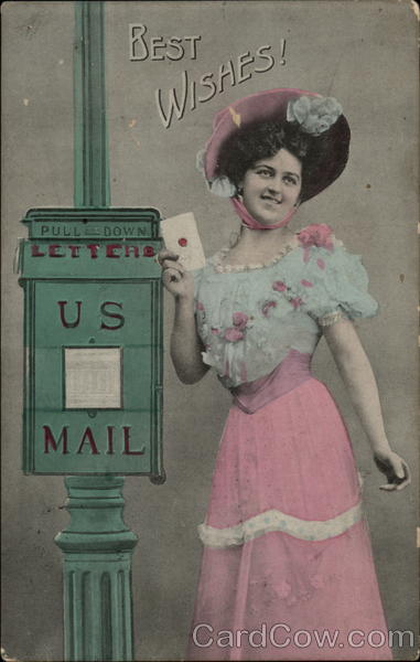 Best Wishes - Woman at Post Box Women