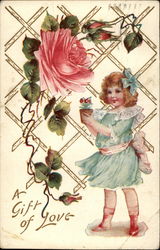 A Gift of Love Girls Postcard Postcard