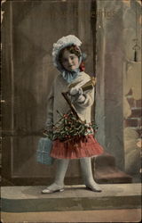 Christmas Greetings From a Cute Little Girl Postcard