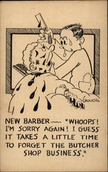 New Barber/Former Butcher Postcard