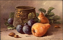 Still life with pears and plums Postcard