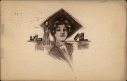 Girl in a Mortarboard Postcard