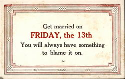 Get Married on Friday, the 13th Postcard