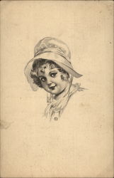 Pencil Sketch of Little Girl Postcard