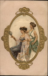 Women in a Mirror, Looking at Mirror Postcard