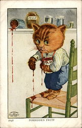 Forbidden Fruit Cats Postcard Postcard