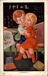 Rithmetic--Couple Kissing Romance & Love Postcard Postcard