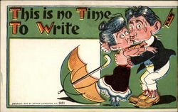 Couple kissing nervously Postcard