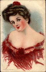 Brunette Woman in Red Postcard