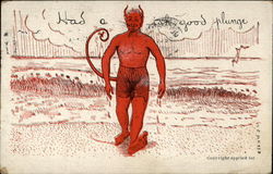 Had a devlish good plunge Devils Postcard Postcard