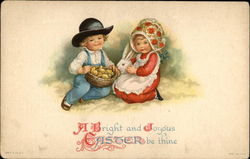 A Bright and Joyous Easter be thine With Children Postcard Postcard