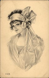 Portrait of Woman with sash tied in hair Postcard