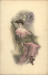 Woman Dressed in Pink Postcard