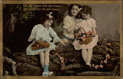 With Their Baskets Filled with Flowers Postcard