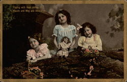 Playing with their Dollies too, Maude and May and Prue Postcard