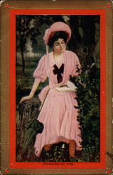 Thinking of You - Woman in Pink Dress Postcard
