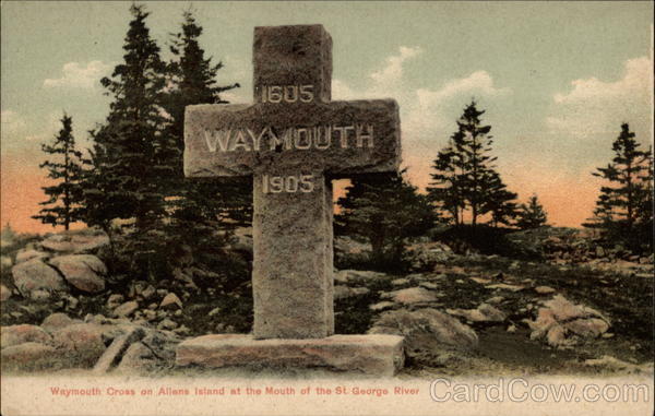 Waymouth Cross on Allens Island at the Mouth of the St. George River Maine
