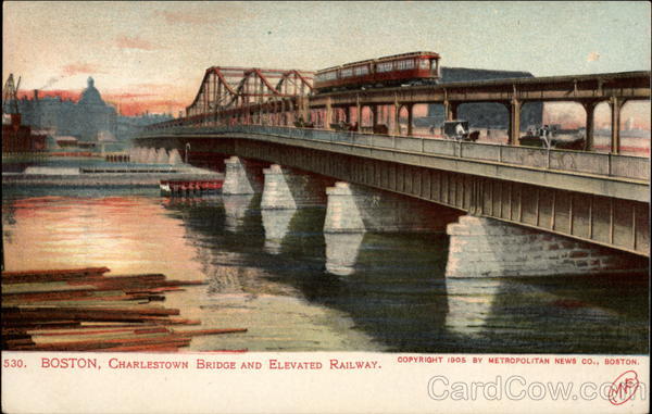 Charlestown Bridge and Elevated Railway Boston Massachusetts