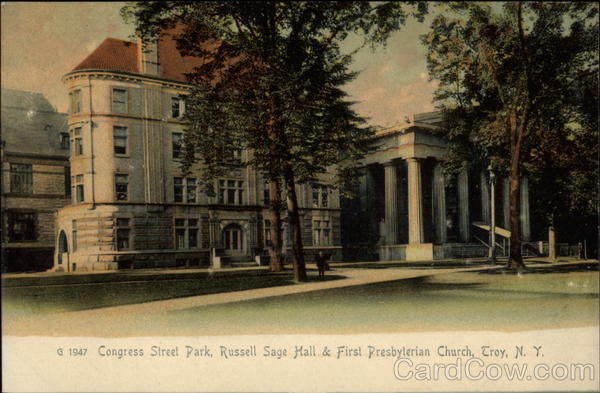 G 1947 Congress Street Park, Russell Sage Hall & First Presbyterian Church, Troy, N.Y New York