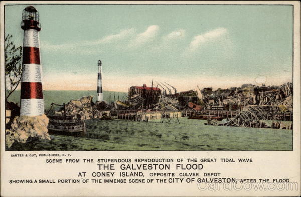 Scene from the Reproduction of The Galveston Flood at Coney Island New York