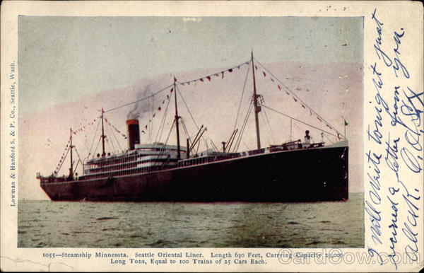 Steamship Minnesota, Seattle Oriental Liner Boats, Ships