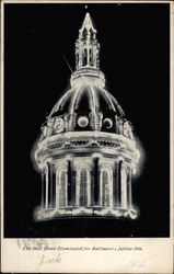 City hall Dome Illuminated for Baltimore's Jubilee 1906 Postcard