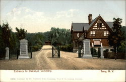 Entrance to Oakwood Cemetery Troy, NY Postcard Postcard