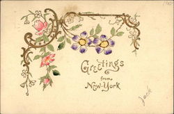Greeting from New-York New York Flowers Postcard Postcard