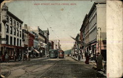 Main Street and Battle Creek Michigan Postcard Postcard