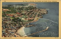 Aerial View of Monterey, the Presidio and Pacific Grove California Postcard Postcard Postcard