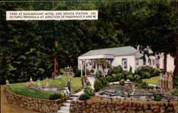 Yard at Englemount Motel and Service Station - On Olympic Peninsula at Junction of Highways 9 and 9E Port Townsend, WA Postcard Postcard