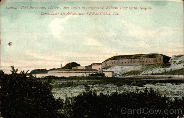 Fort Borroucas, Old Fort San Carlos in Foreground Pensacola Florida
