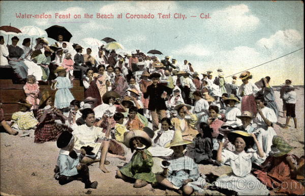 Watermelon Feast on the Beach at Coronado Tent City California