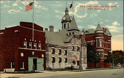 Fire Hall, Jail, and City Hall Postcard