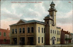 Central Fire Station Davenport, IA Postcard Postcard