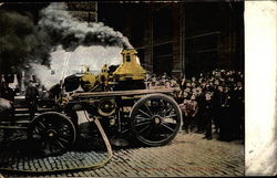 Fire Engine at work Postcard