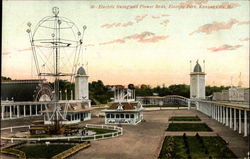 Electric Swing and Flower Beds, Electric Park Postcard