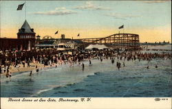 Beach Scene at Sea Side, Rockaway Postcard