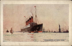 Cunarder at New York Postcard