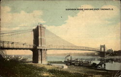 Suspension Bridge Over Ohio River Cincinnati, OH Postcard Postcard