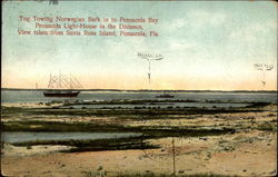 Tug towing Norwegian bark in to Pensacola Bay Postcard