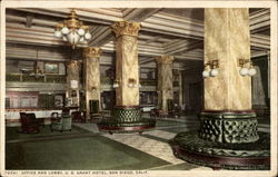 U.S. Grant Hotel Office and Lobby Postcard