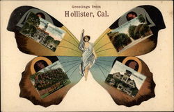 Greetings from Hollister Butterfly Postcard