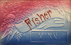 Greetings Fisher, MN Postcard Postcard