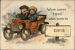 We're Never 'Tired' When We're in Curtis Postcard