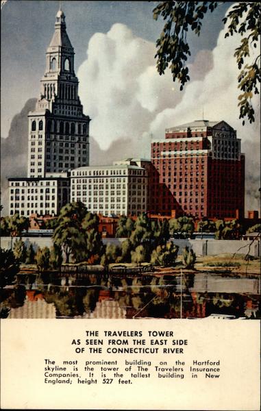 The Travelers Tower As Seen From the East Side of the Connecticut River Hartford