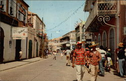 Typical Street Scene From 10 Years Ago St. Thomas, VI Caribbean Islands Postcard Postcard