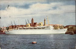 MS Kungsholm in harbor Postcard